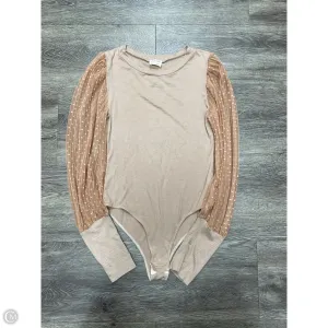 slim fit bodysuit glam bodysuit Bodysuit By Peach Love Cream California In Beige, Size: L