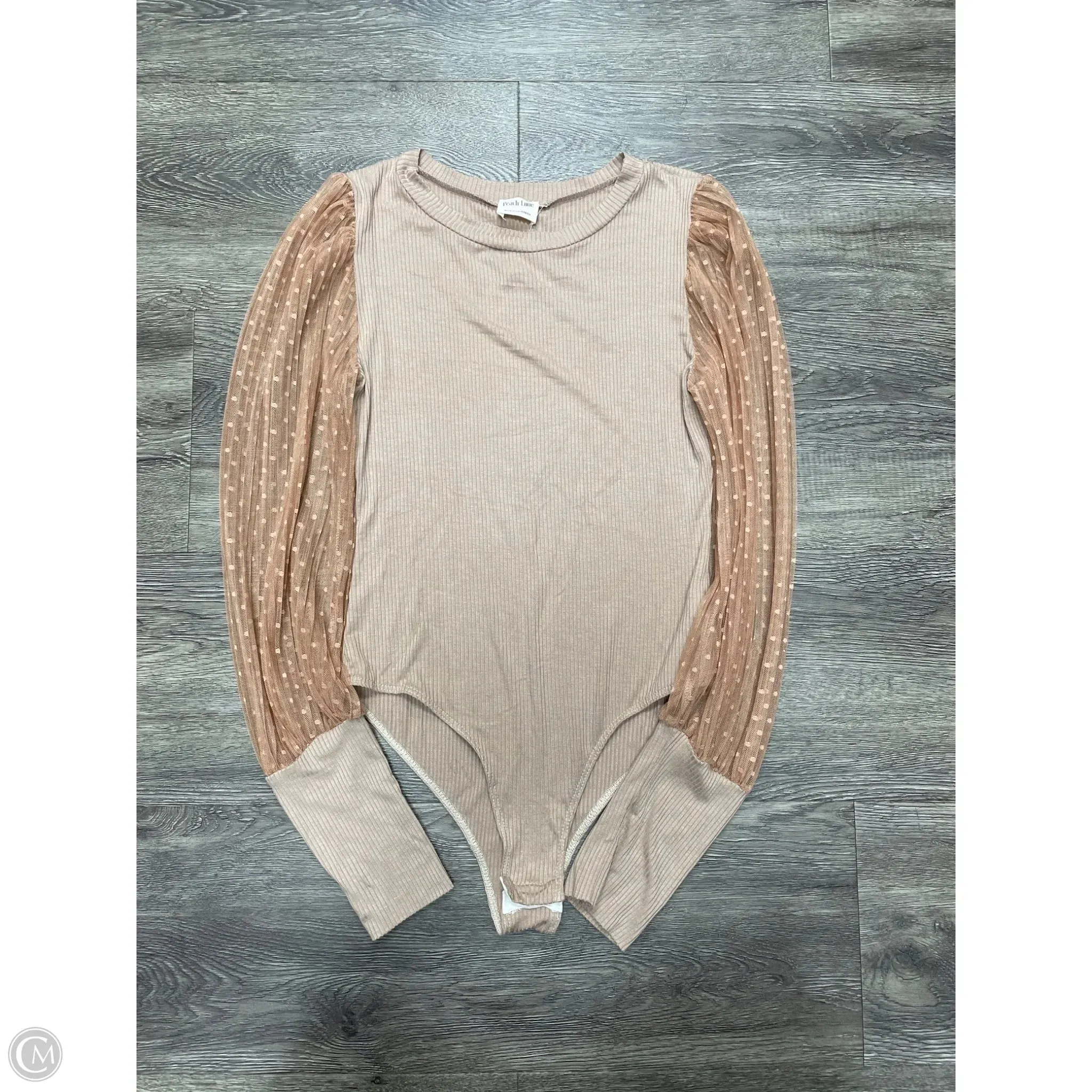 slim fit bodysuit glam bodysuit Bodysuit By Peach Love Cream California In Beige, Size: L