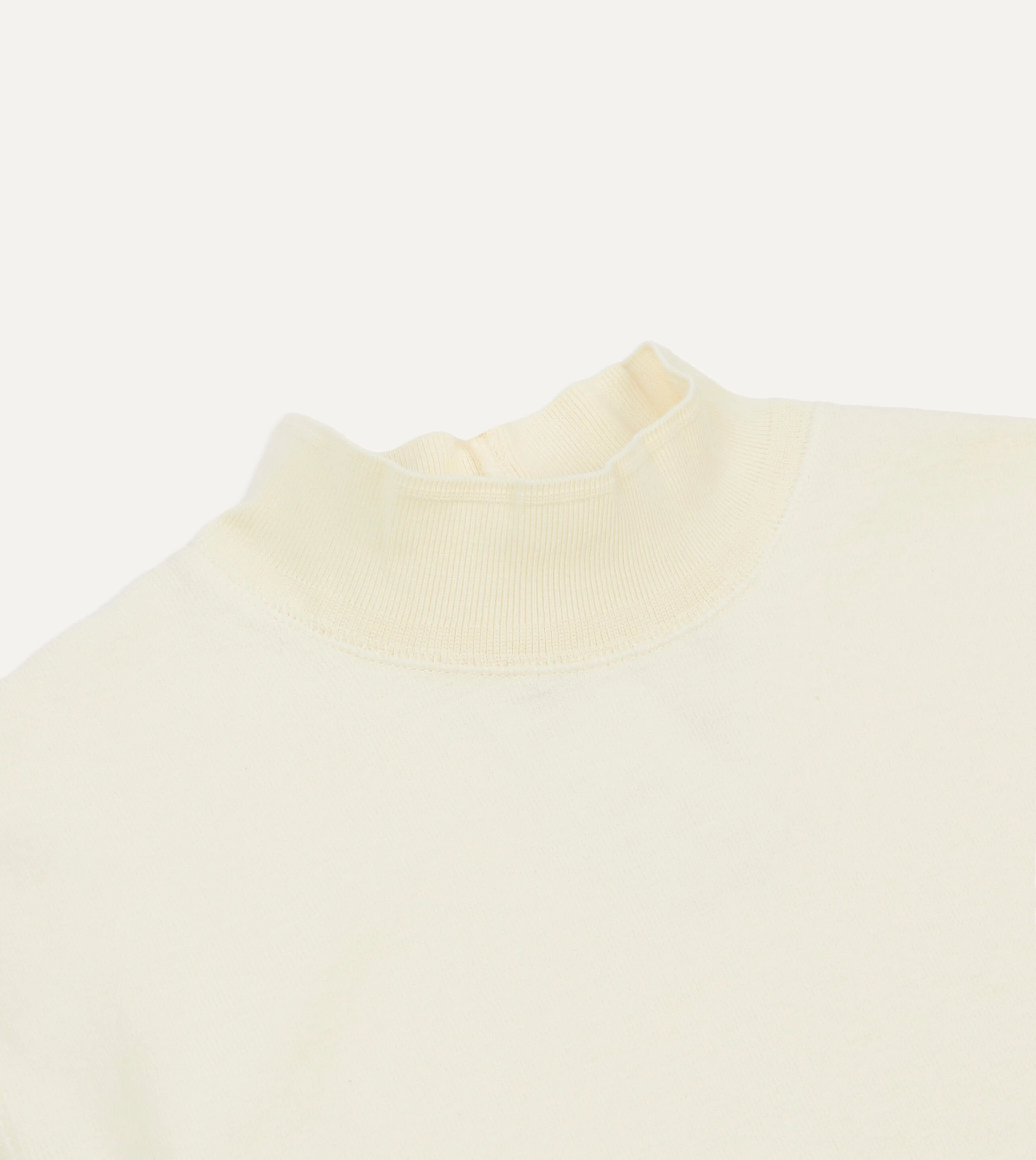 Ecru Cotton Long-Sleeve Mock Neck Hiking T-Shirt Moisture Control Fabric High Density Fabric