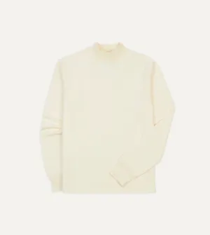 Ecru Cotton Long-Sleeve Mock Neck Hiking T-Shirt High Density Cotton