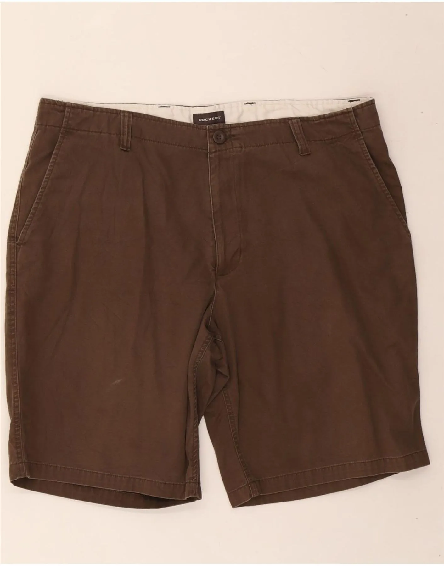 Smooth Flatlock Seams SoftInnerLining DOCKERS Mens Chino Shorts W38 XL Brown Cotton