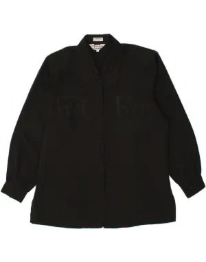 VINTAGE Womens Shirt Blouse UK 16 Large Black Classic Look High-Quality Craftsmanship