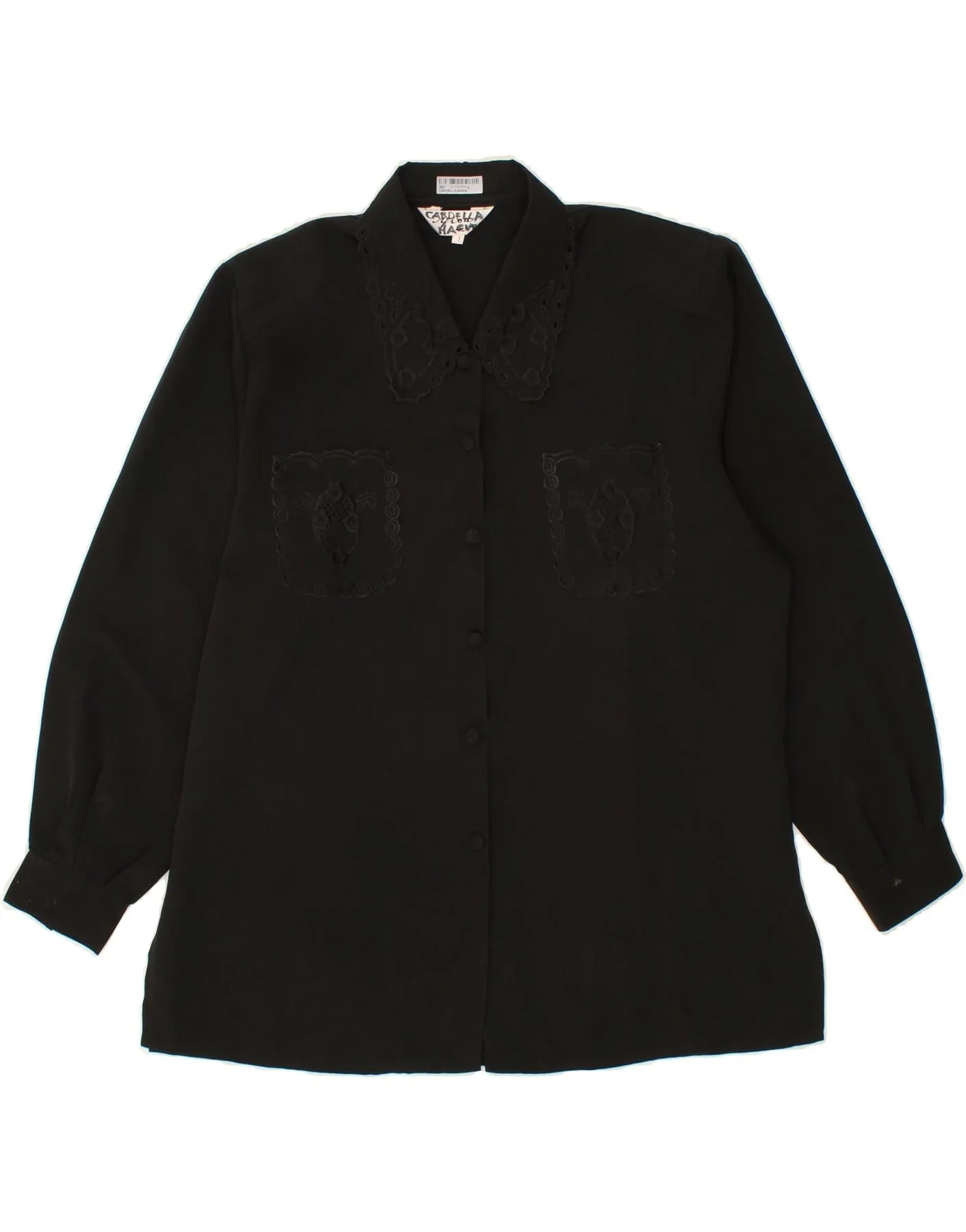 VINTAGE Womens Shirt Blouse UK 16 Large Black Classic Look High-Quality Craftsmanship