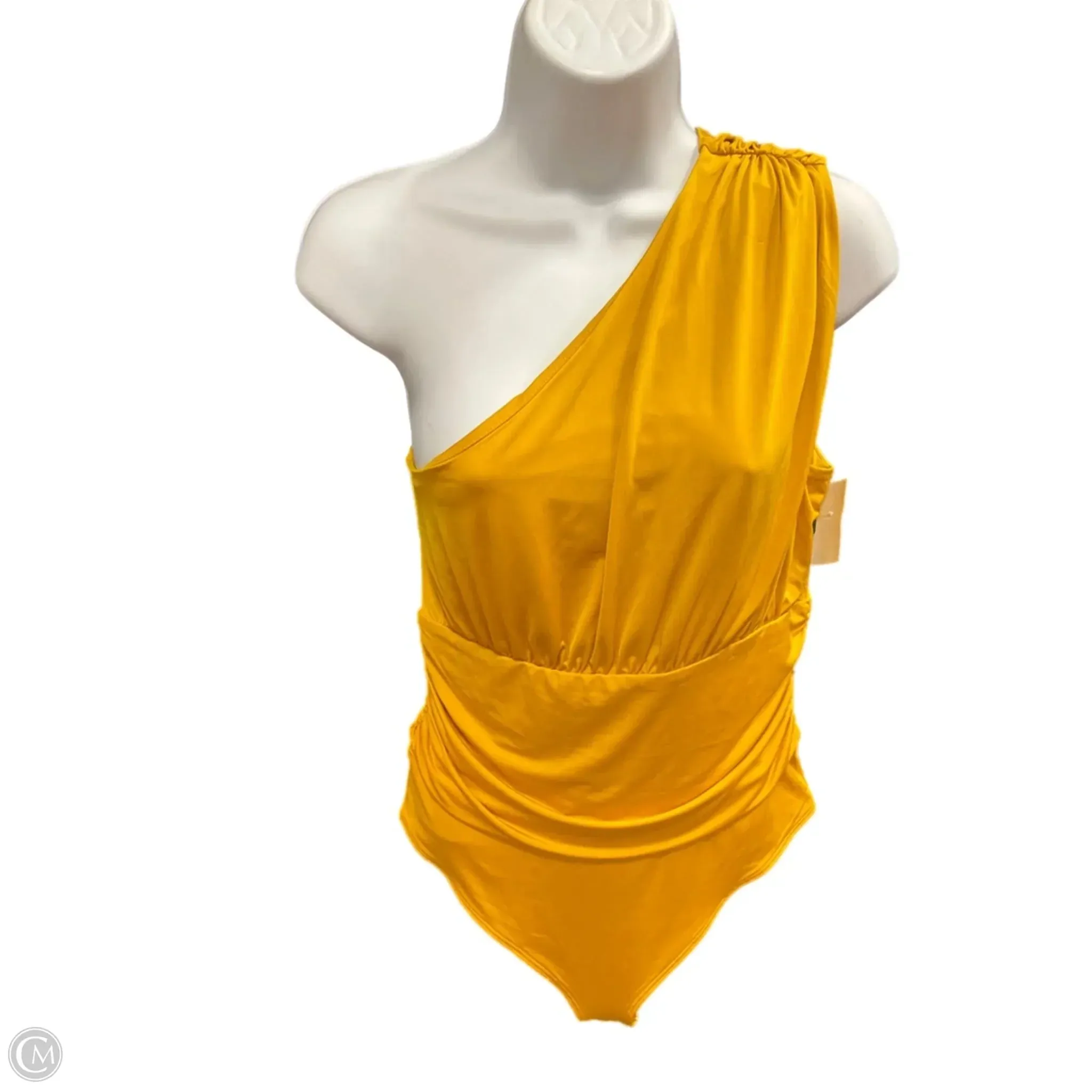 Bodysuit By Express In Yellow, Size: M off shoulder bodysuit