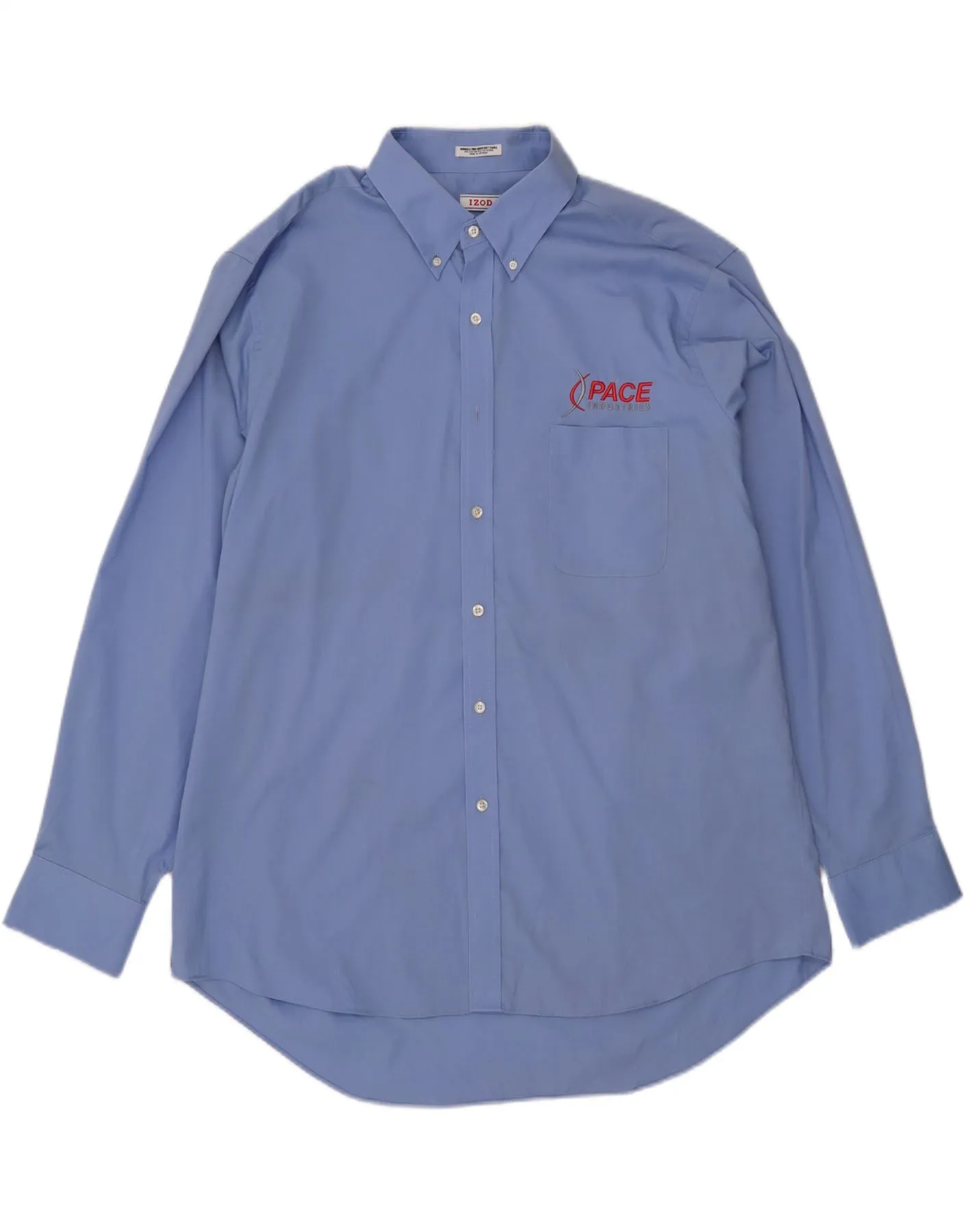 high-low hem Tear Resistant Reinforcement IZOD Mens Regular Fit Shirt Size 17 1/2 XL Blue Cotton