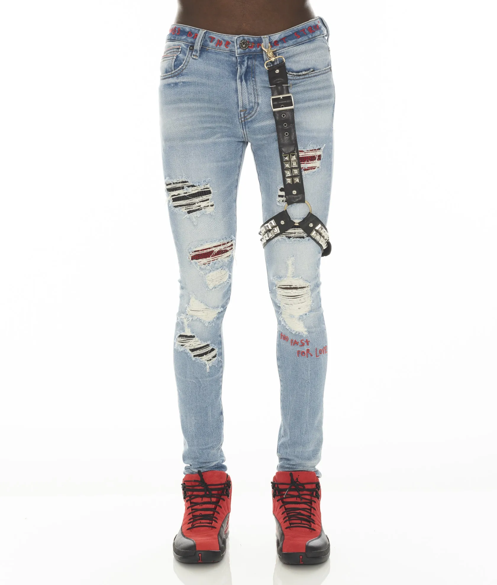 Sustainable Denim Production PUNK SUPER SKINNY 220 STUD MOTLEY CRUE IN CRUE