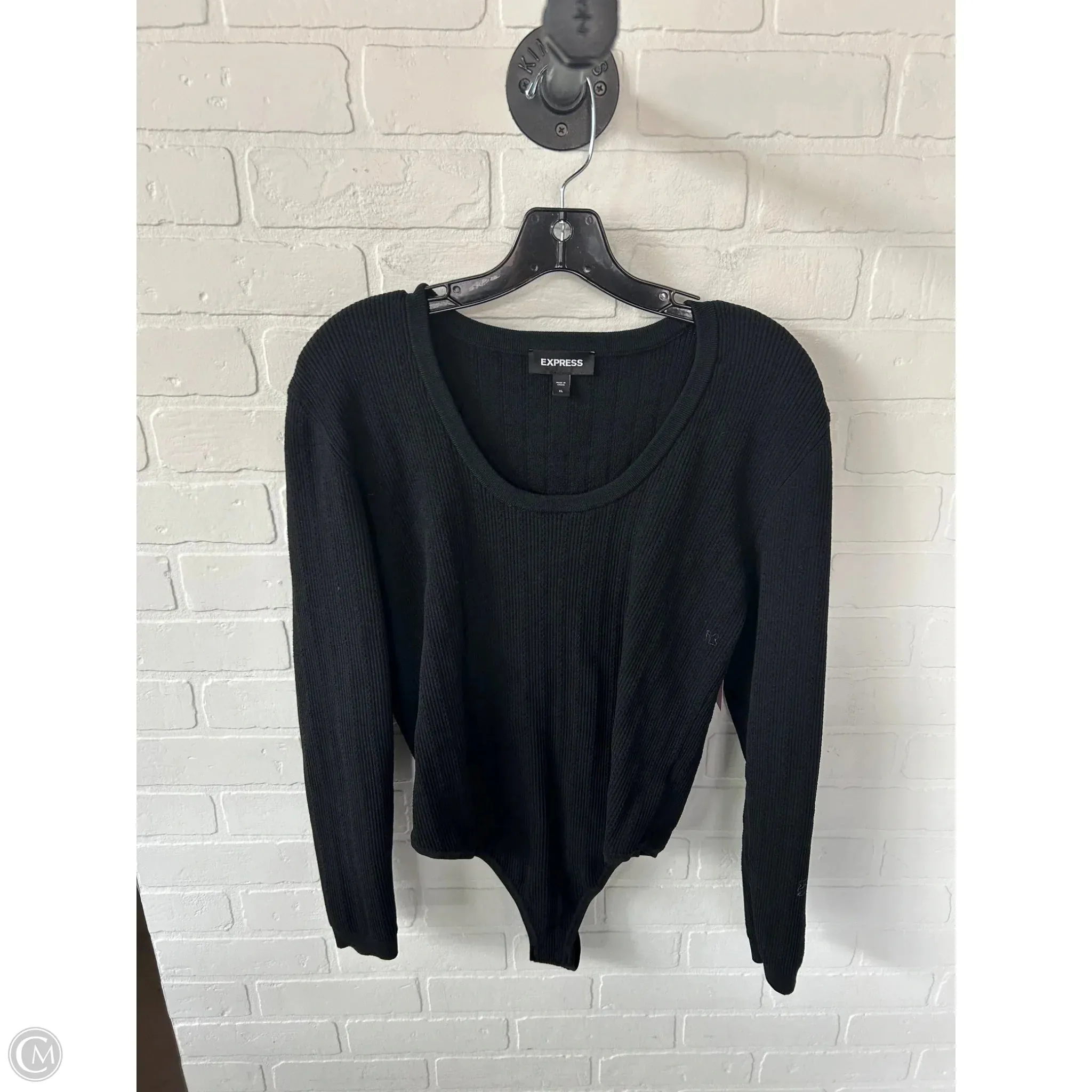 Bodysuit By Express In Black, Size: Xl romper style bodysuit