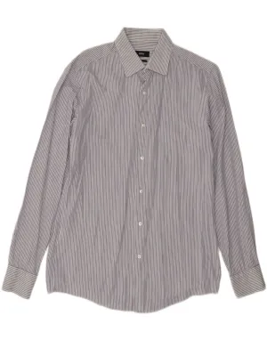 HUGO BOSS Mens Slim Fit Shirt Medium Blue Pinstripe Button Down Design Classic Style