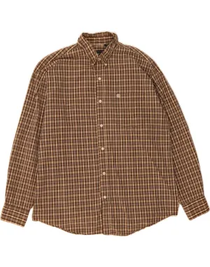 IZOD Mens Shirt Large Brown Check Cotton Picnic Outfit