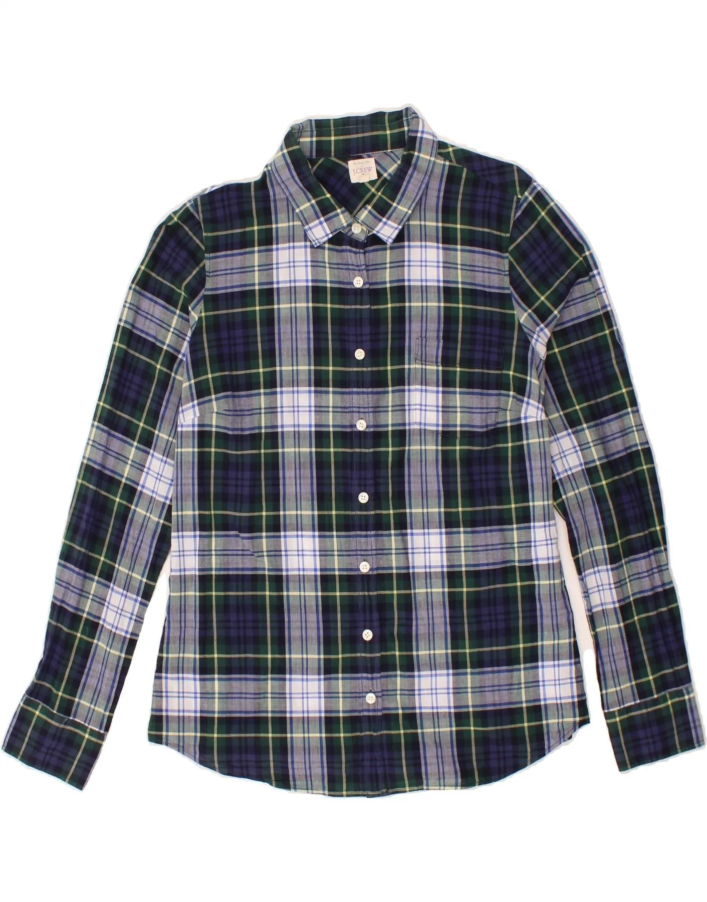 Reinforced Elbow Patches J. CREW Womens Shirt UK 14 Medium Navy Blue Check Cotton