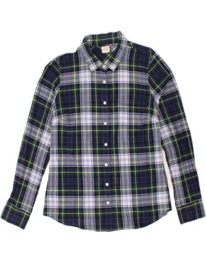 Reinforced Elbow Patches J. CREW Womens Shirt UK 14 Medium Navy Blue Check Cotton