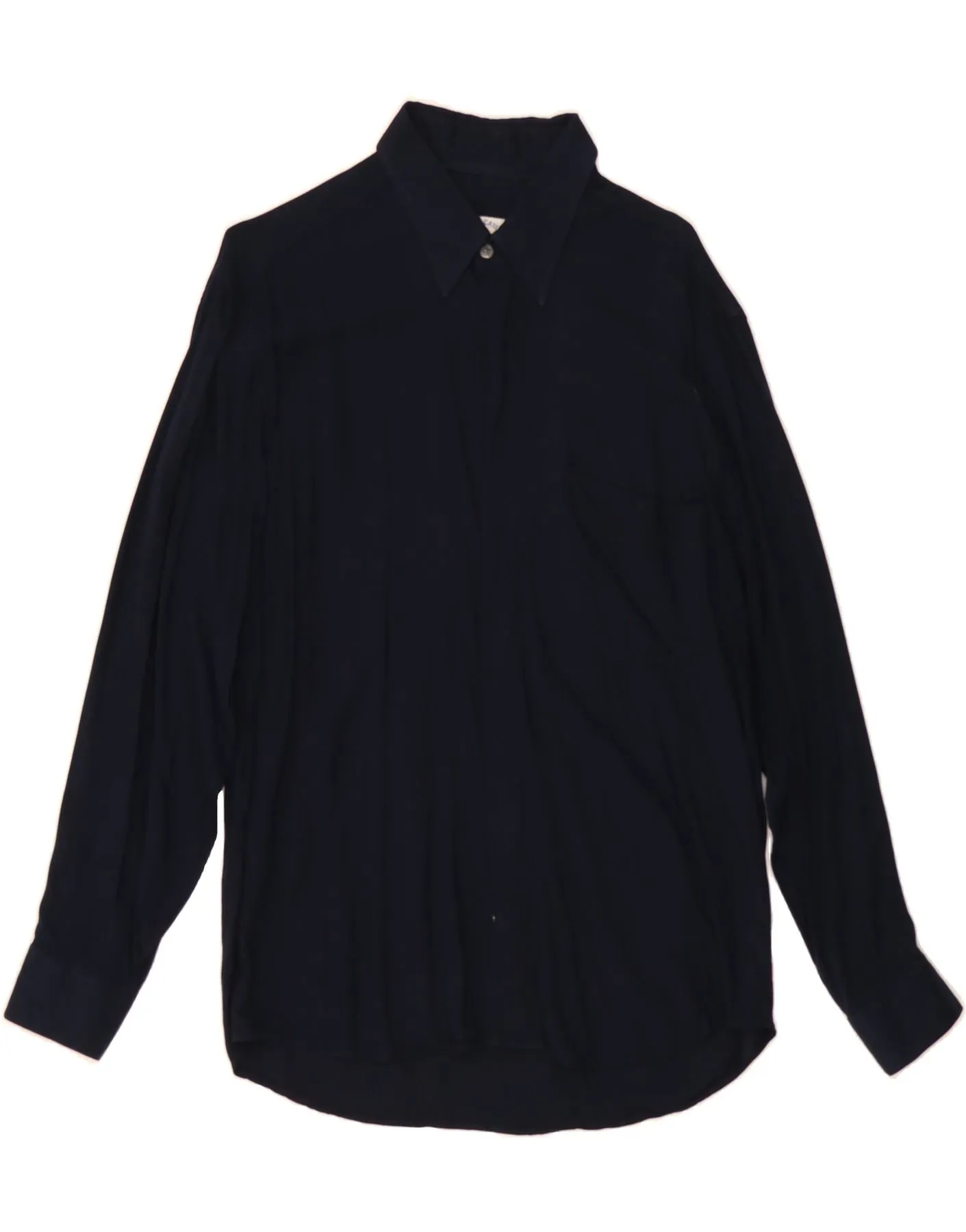 High-Quality Craftsmanship VINTAGE Womens Shirt Large Navy Blue Viscose