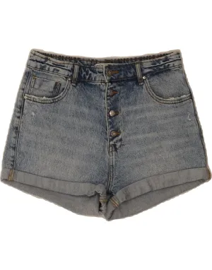 ZARA Womens Denim Shorts EU 36 Small W26 Blue Cotton Lightweight texture No Slip Shoulder Grip