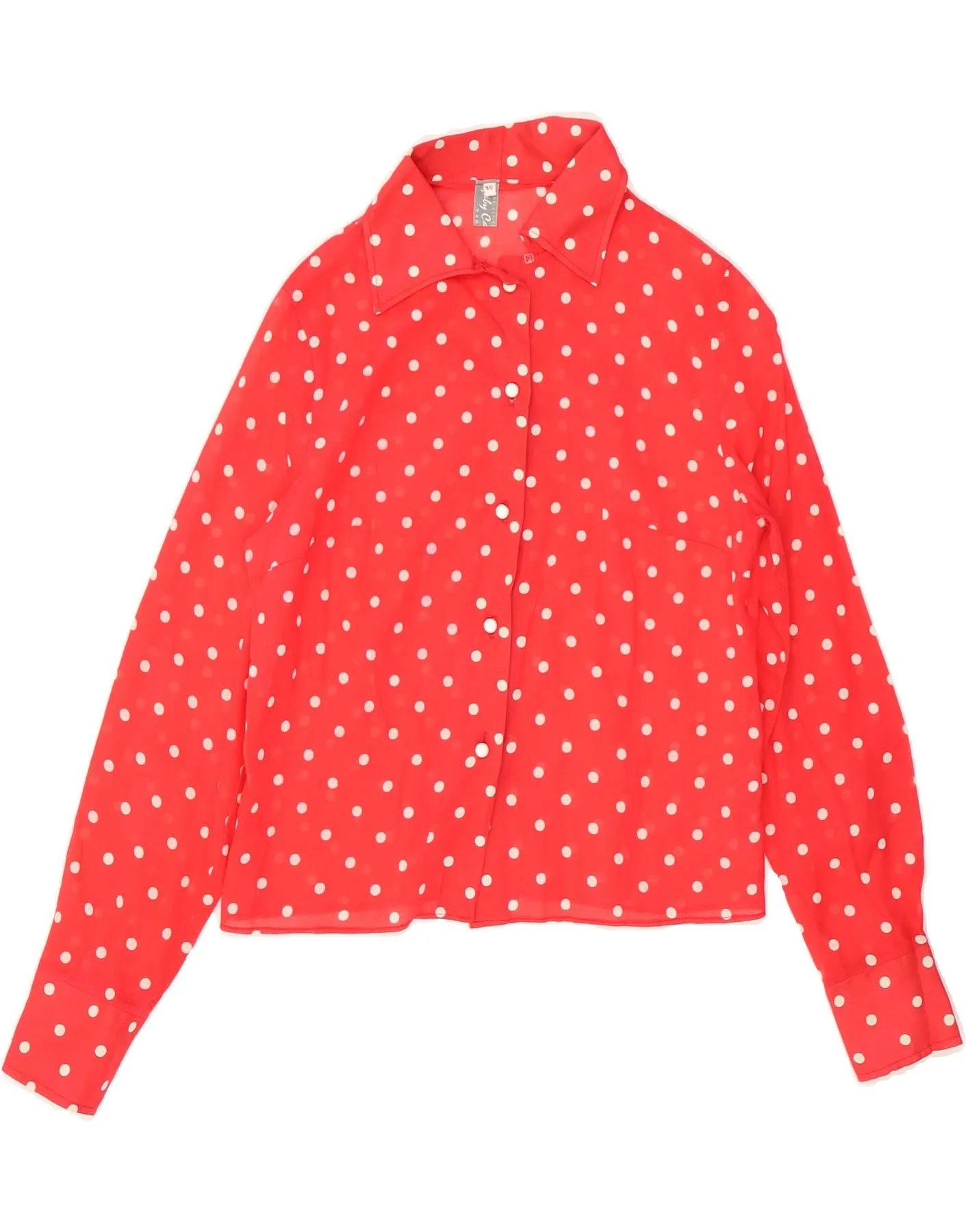 VINTAGE Womens Shirt Blouse EU 40 Medium Red Polka Dot High-End Finish