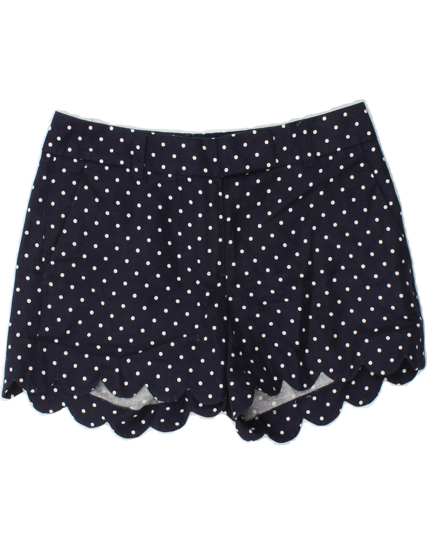 J. CREW Womens Chino Shorts US 0 XS W28  Navy Blue Spotted Linen Plus size option Coffee Run