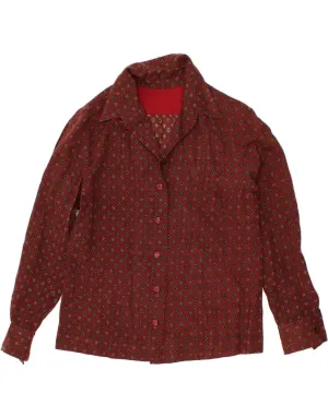 VINTAGE Womens Shirt UK 16 Large Red Geometric Flatlock stitching