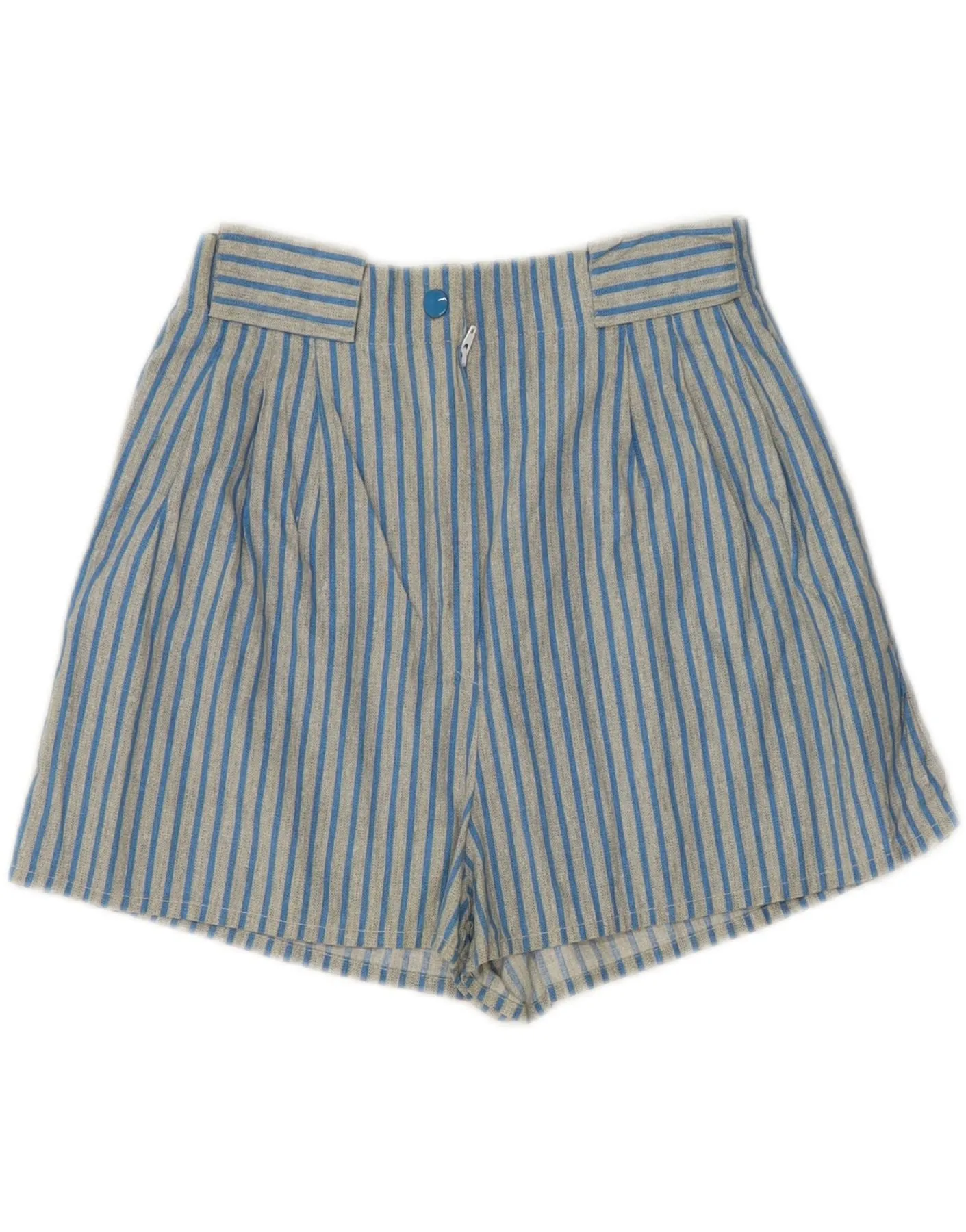 VINTAGE Womens Wide Leg High Waist Chino Shorts W26 Small Blue Pinstripe Party outfit