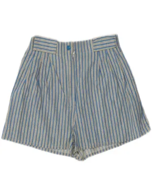 VINTAGE Womens Wide Leg High Waist Chino Shorts W26 Small Blue Pinstripe Party outfit