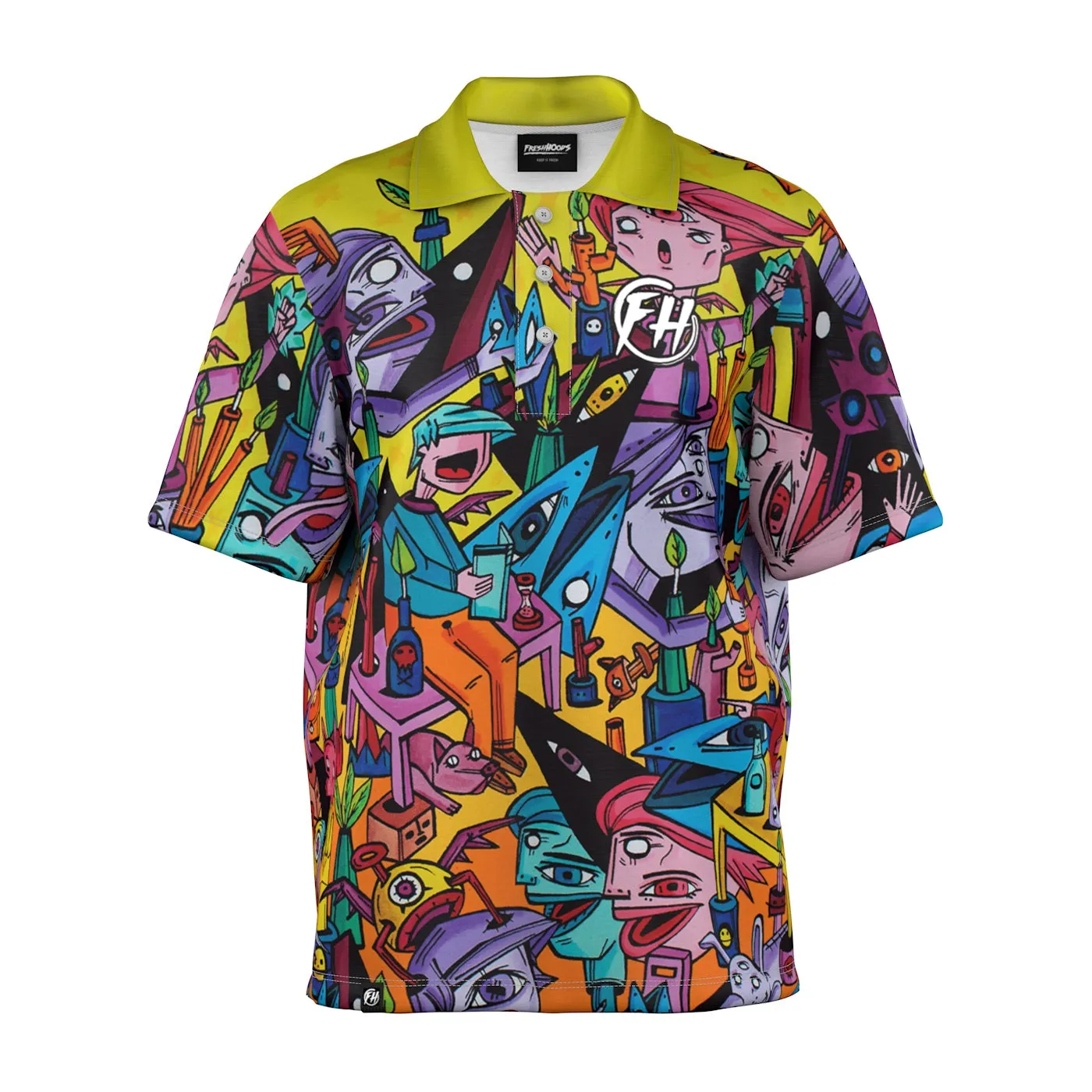 Chill Comfort Dimensional Stability Weave Yellow World Oversized Polo Shirt