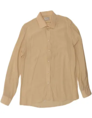 VINTAGE Mens Shirt Size 15 40 Medium Beige Holiday Special Plus Size