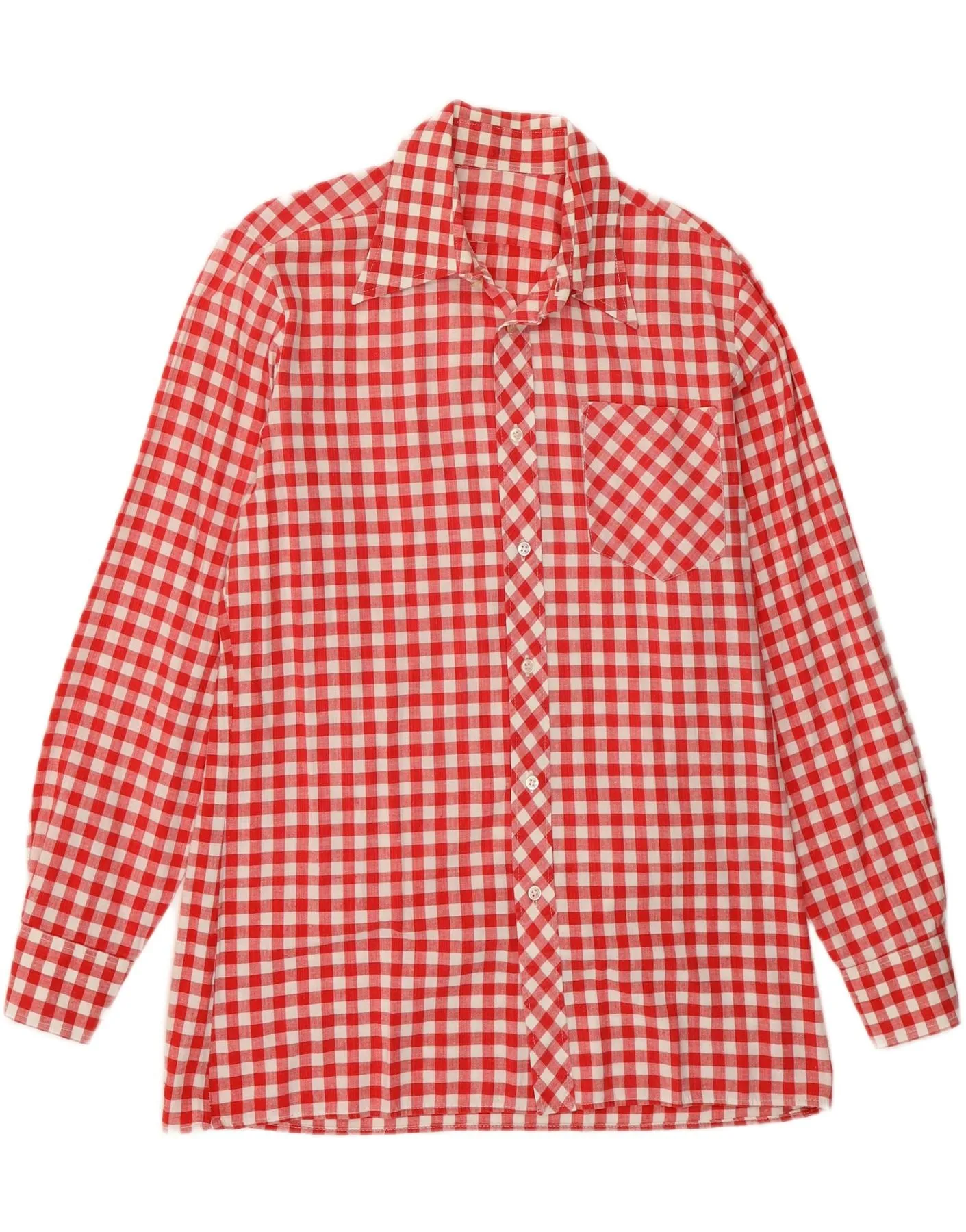 UV Protection VINTAGE Mens Shirt Size 40 Medium Red Gingham