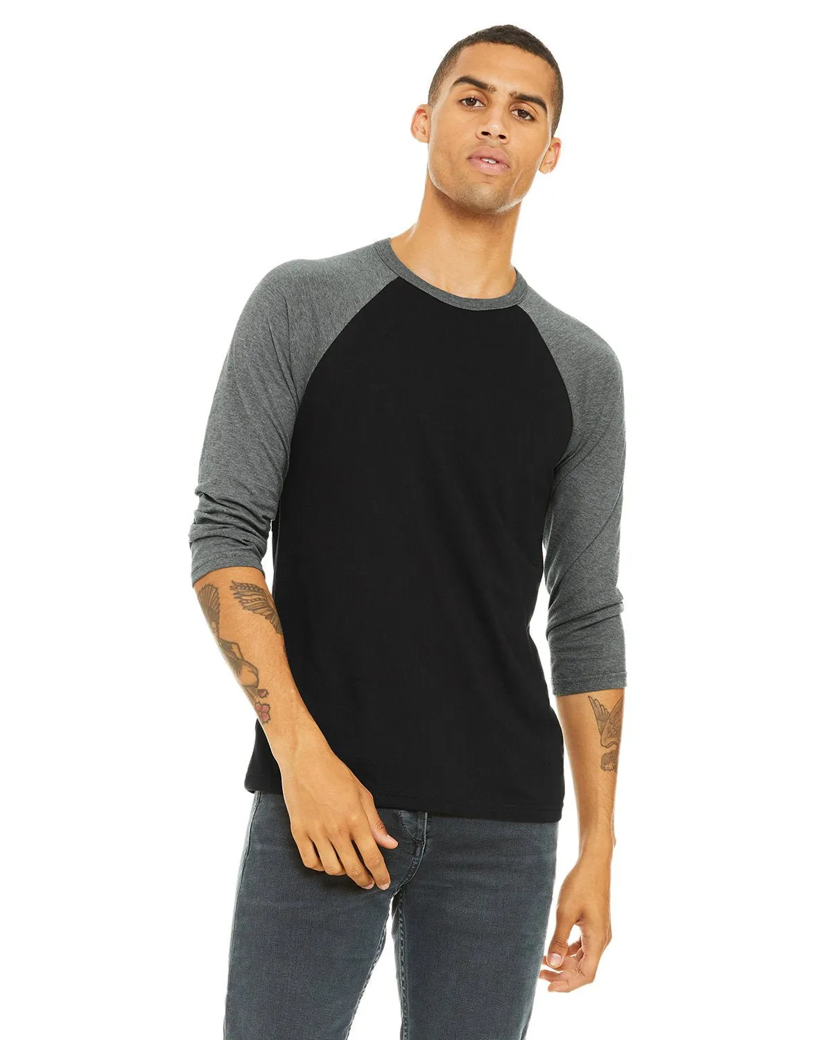Breezy Design High Density Knit Bella   Canvas 3200 Unisex 3/4-Sleeve Baseball T-Shirt