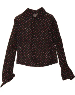 Layering Piece VINTAGE Womens Shirt Blouse UK 14 Large Black Floral Polyester