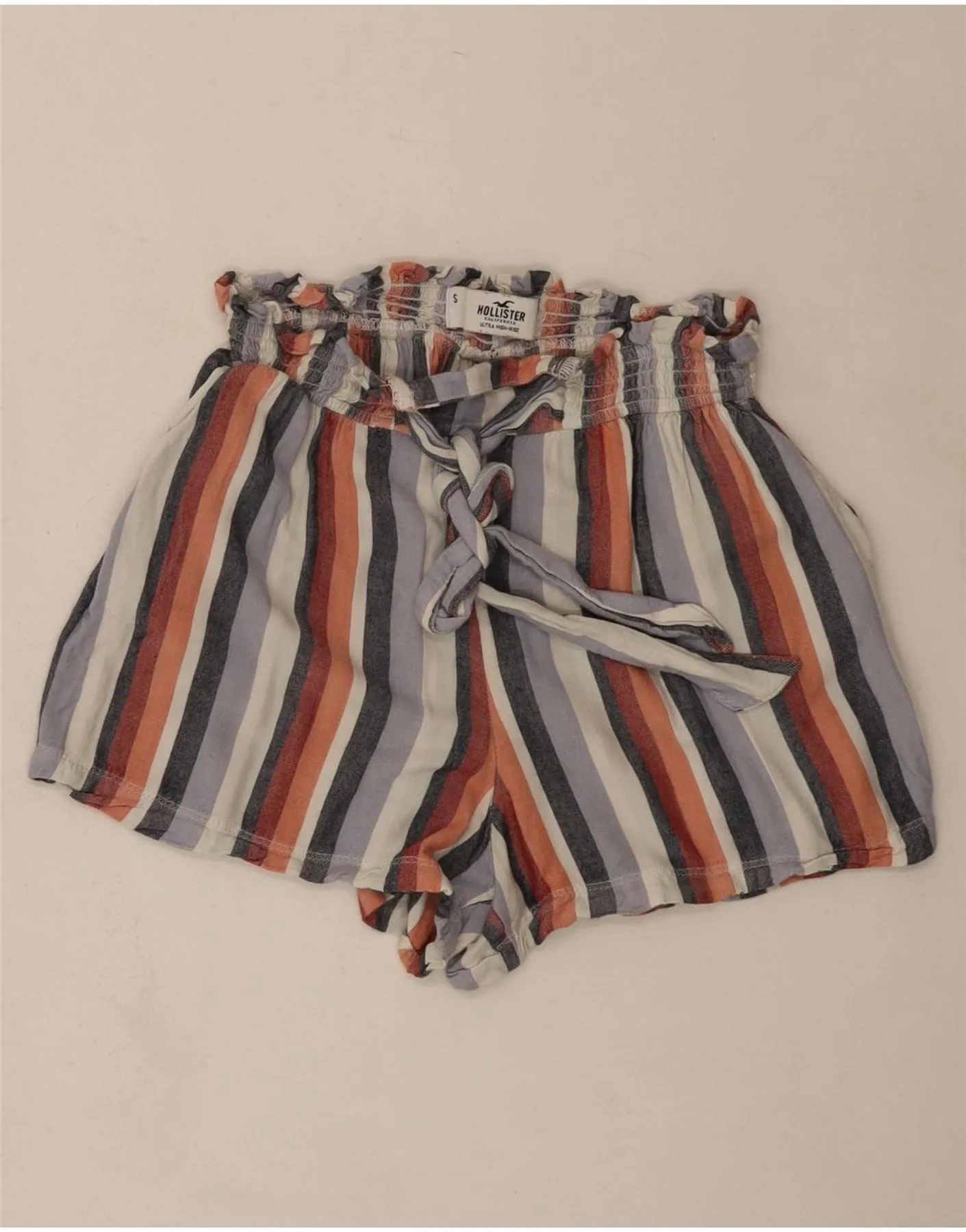 HOLLISTER Womens High Waist Hot Pants Small W24  Multicoloured Striped Abstract art Tear Resistant Reinforcement