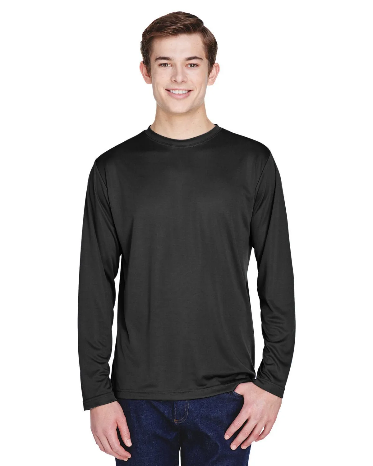 Team 365 TT11L Men's Zone Performance Long-Sleeve T-Shirt Leather combination