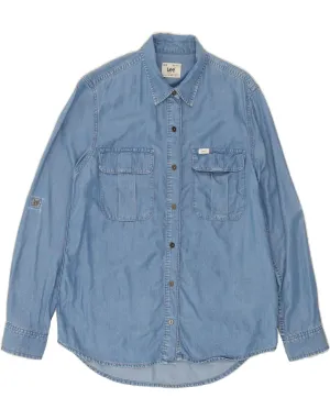 LEE Womens Denim Shirt UK 10 Small Blue Lyocell Sustainable Manufacturing Process Durable Quality