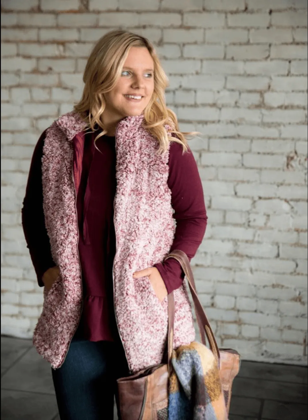 place Hint of Color Sherpa Vest