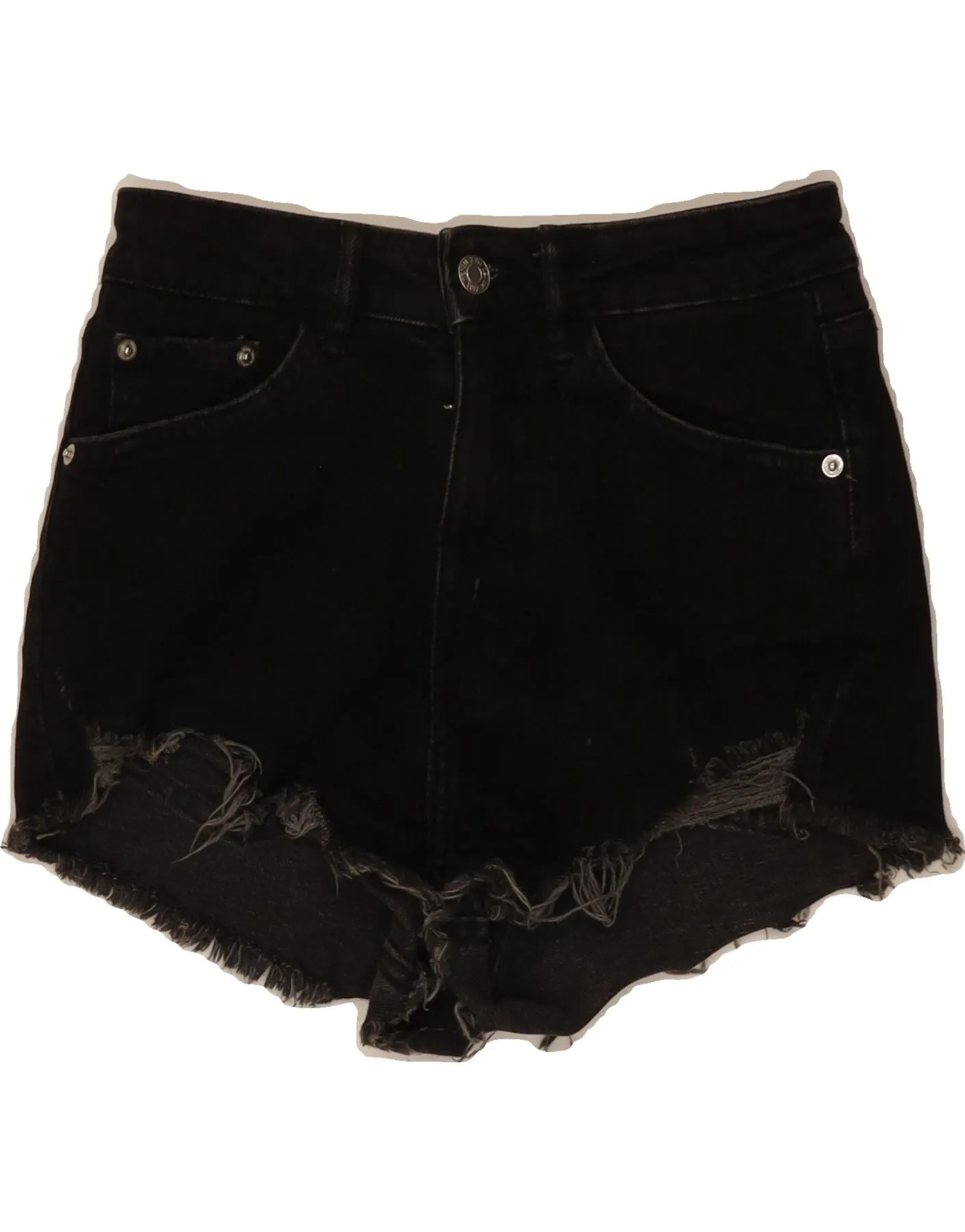 Comfortable Wear ZARA Womens Denim Shorts EU 36 Small W26  Black Cotton