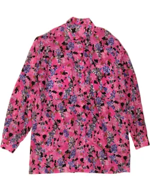 Anti-static VINTAGE Womens Shirt Blouse UK 18 XL Pink Floral