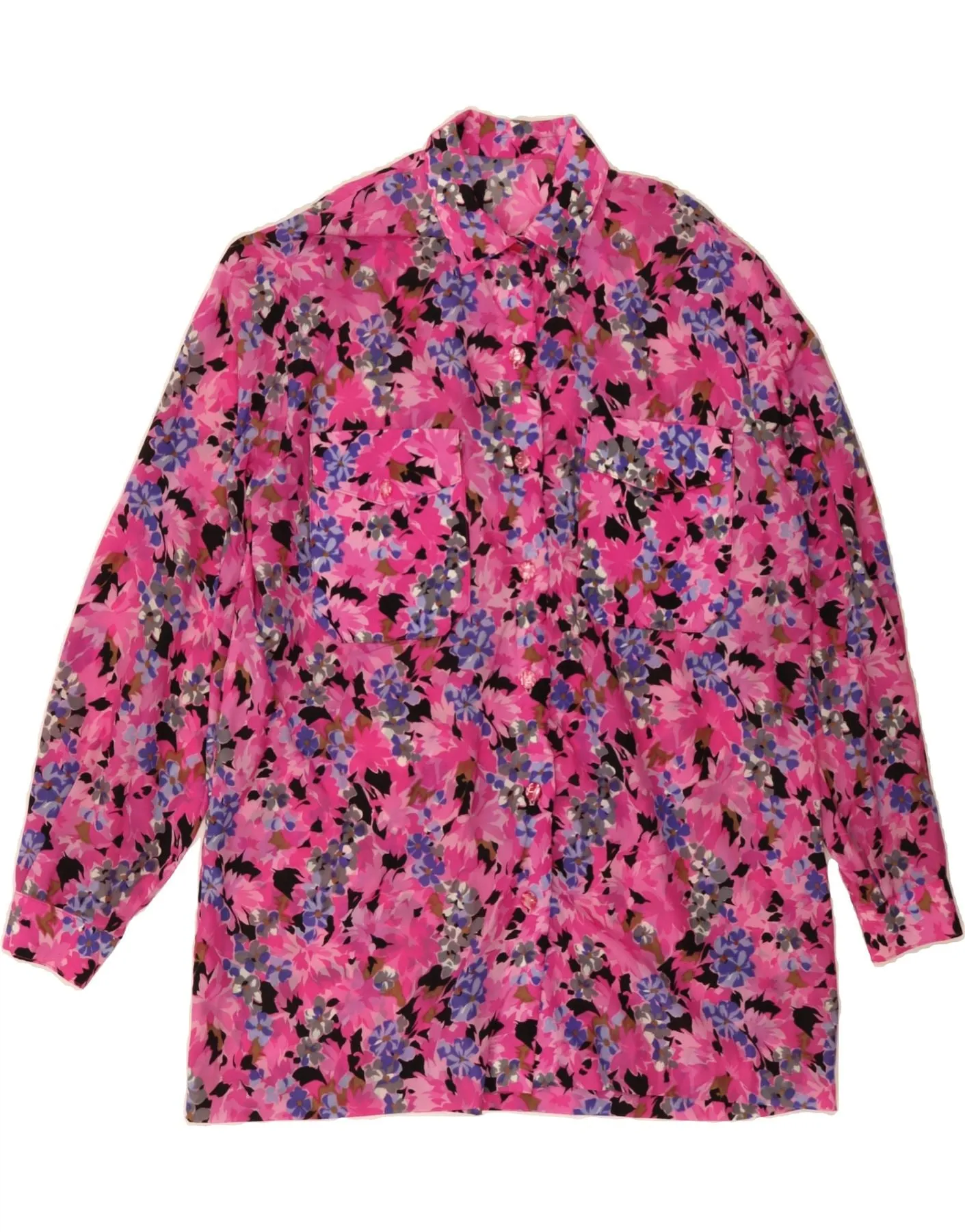 Anti-static VINTAGE Womens Shirt Blouse UK 18 XL Pink Floral