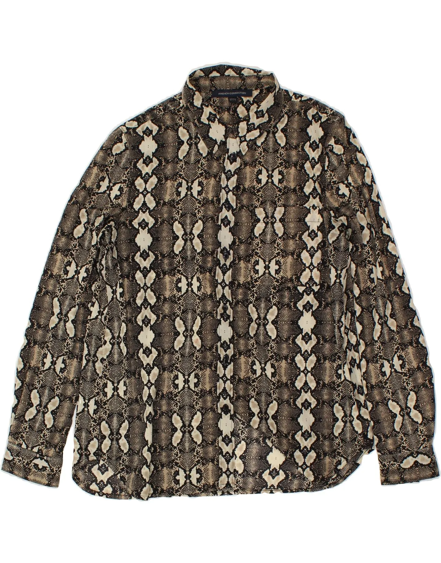 All day wearability FRENCH CONNECTION Womens Shirt Blouse UK 10 Small  Brown Animal Print