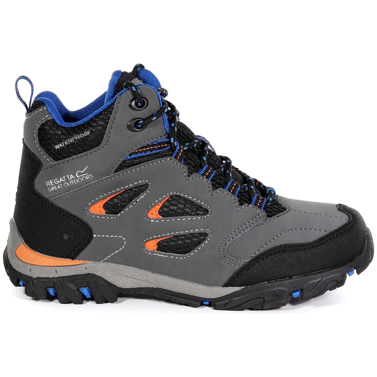 Path Stability Regatta Holcombe Mid Waterproof Junior Walking Boots - Grey
