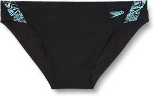 Tone-On-Tone Breathable fabric Speedo Boom Splice Mens Swim Brief - Black