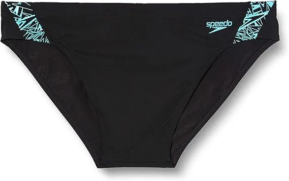 Tone-On-Tone Breathable fabric Speedo Boom Splice Mens Swim Brief - Black