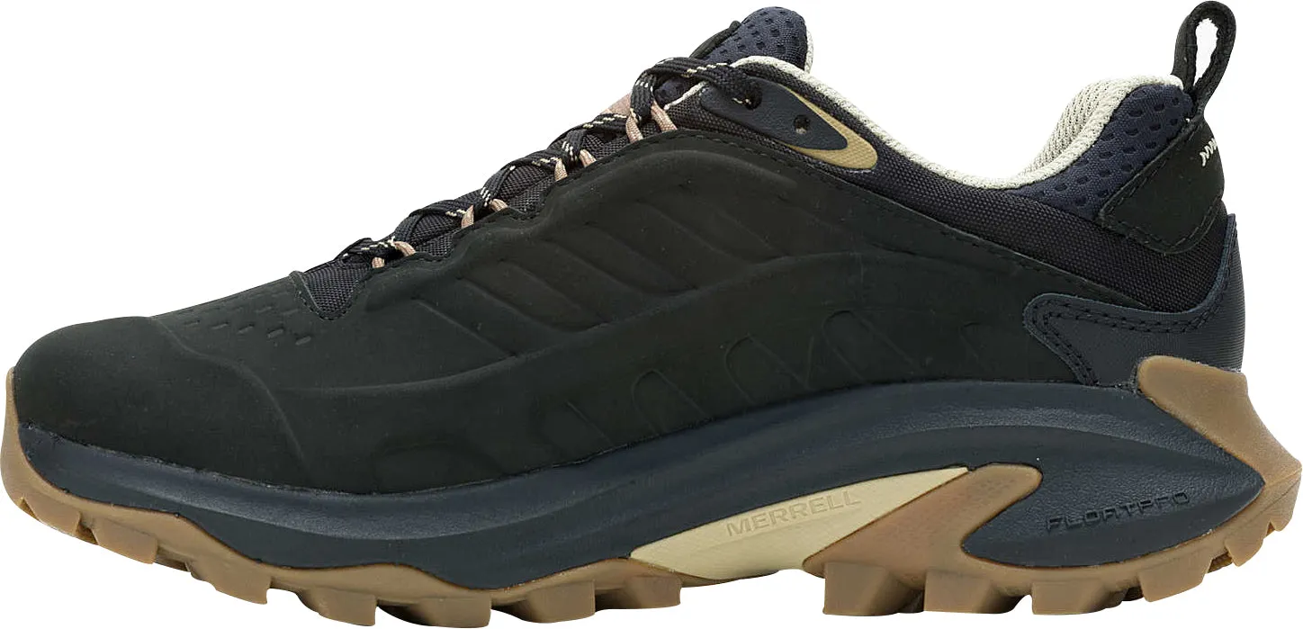 Merrell Moab Speed 2 Leather Waterproof Womens Walking Shoes - Black Weather Ready Hiking Performance Support