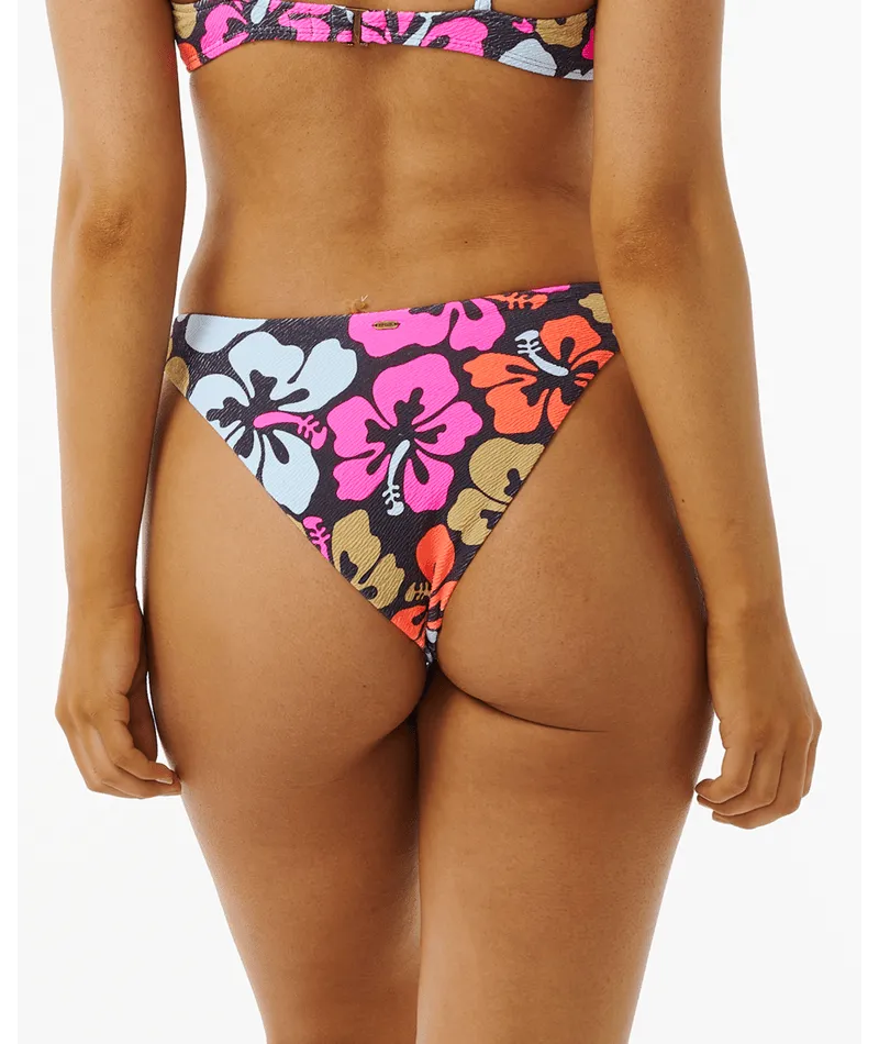 Rip Curl Hibiscus Heat Hi Cut Cheeky Bottom-Multi Vacation Time Compact Design