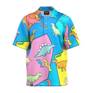 Urban Fashion Layered Style Dino Oversized Polo Shirt