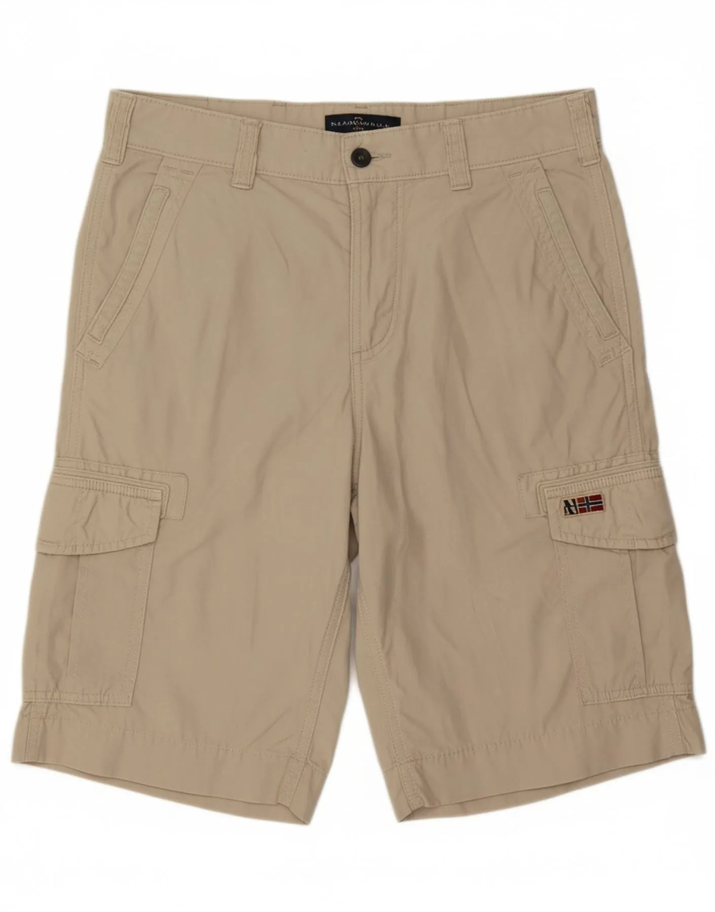 NAPAPIJRI Mens Cargo Shorts W32 L12 Beige Cotton Adaptive Tension Control