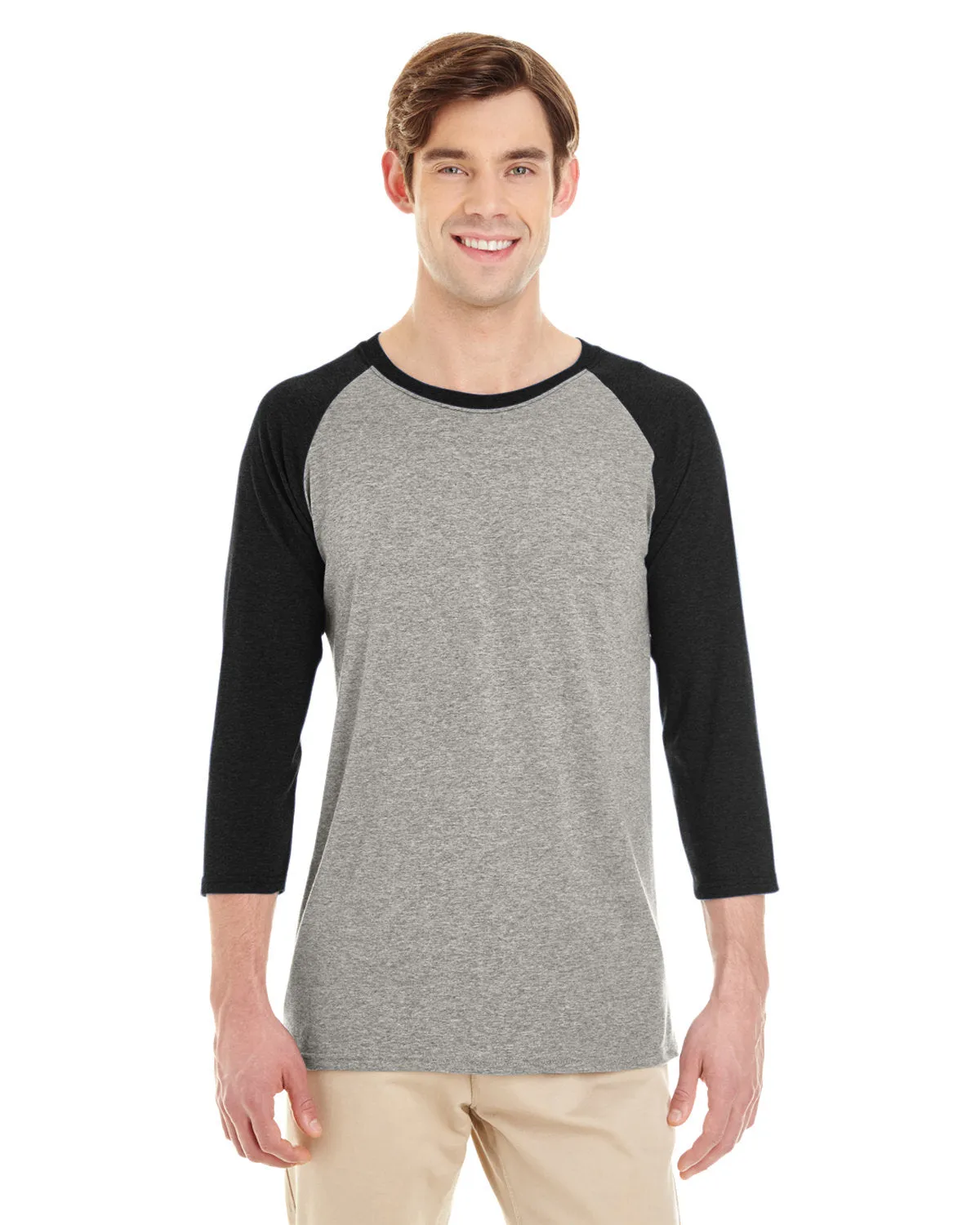 Jerzees 601RR Adult TRI-BLEND Baseball Raglan Microfiber texture