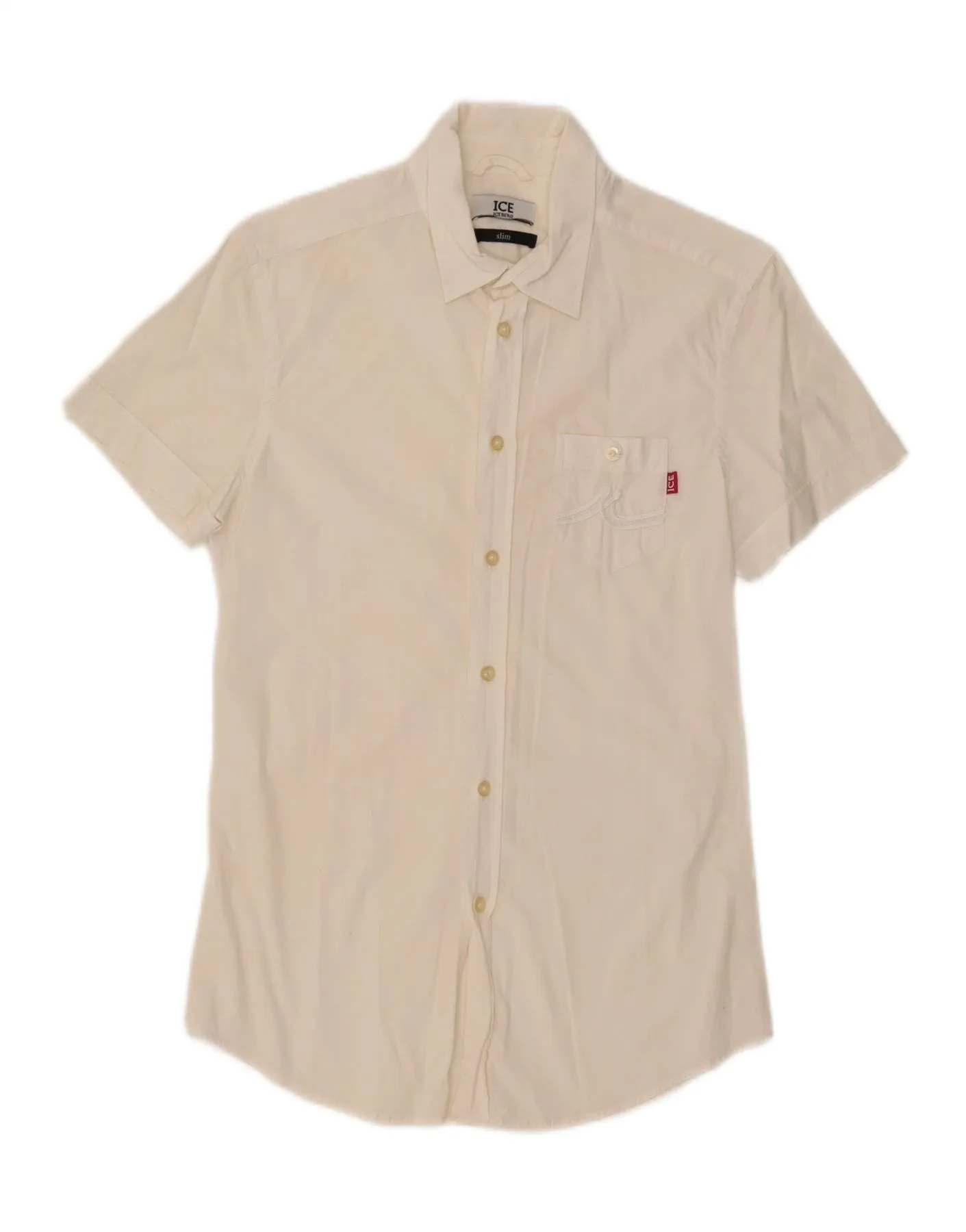 ICEBERG Mens Slim Fit Shirt XS White Customizable Option Compact Fold Design