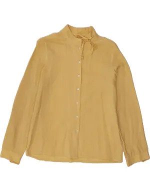 VINTAGE Womens Shirt Blouse UK 14 Medium Yellow Layered Sleeve Cuffs