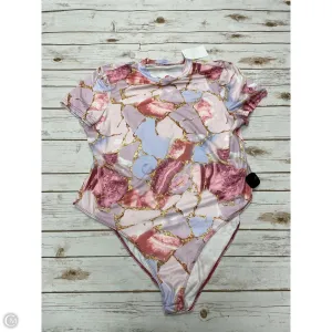 Bodysuit By Cme In Multi-colored, Size: Xl short sleeve bodysuit off shoulder bodysuit