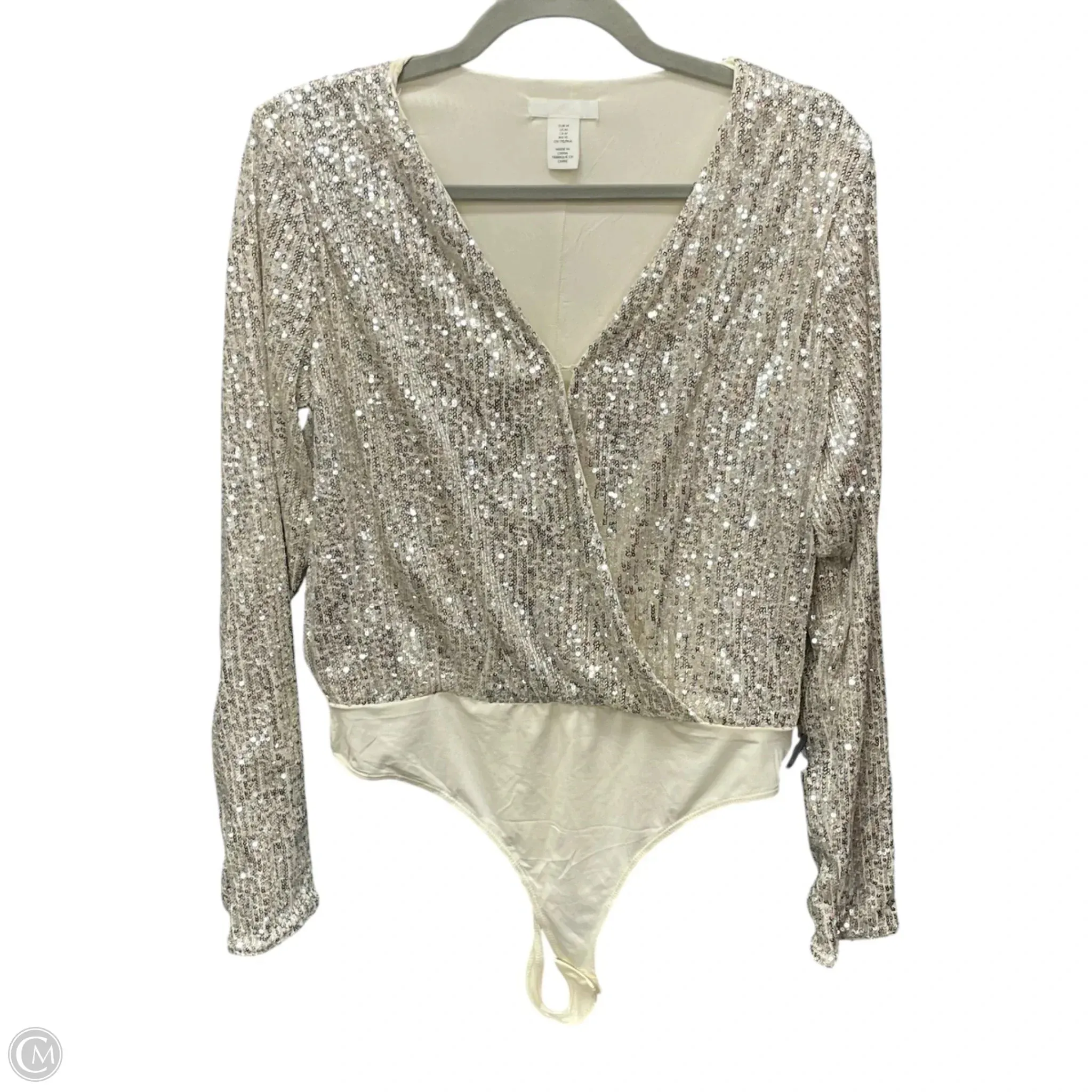 Bodysuit By H&m In Silver & Tan, Size: M basic bodysuit romantic bodysuit