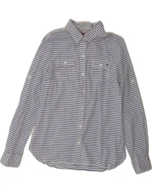 Casual Sophistication Lightweight Comfort TOMMY HILFIGER Womens Shirt UK 12 Medium Blue Striped Cotton