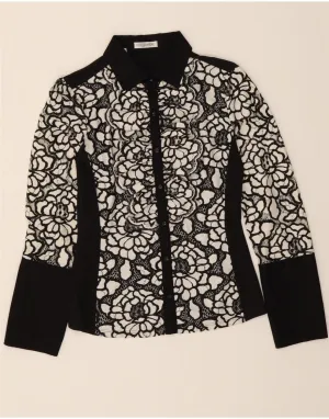 NARACAMICIE Womens Shirt Blouse US 0 XS Black Floral Polyester Work Appropriate