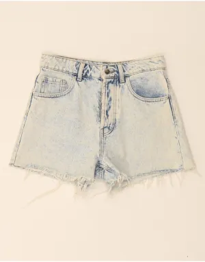 Smooth Cotton Blend Urban Fashion ZARA Womens Distressed Denim Shorts EU 38 Small W28  Blue Cotton
